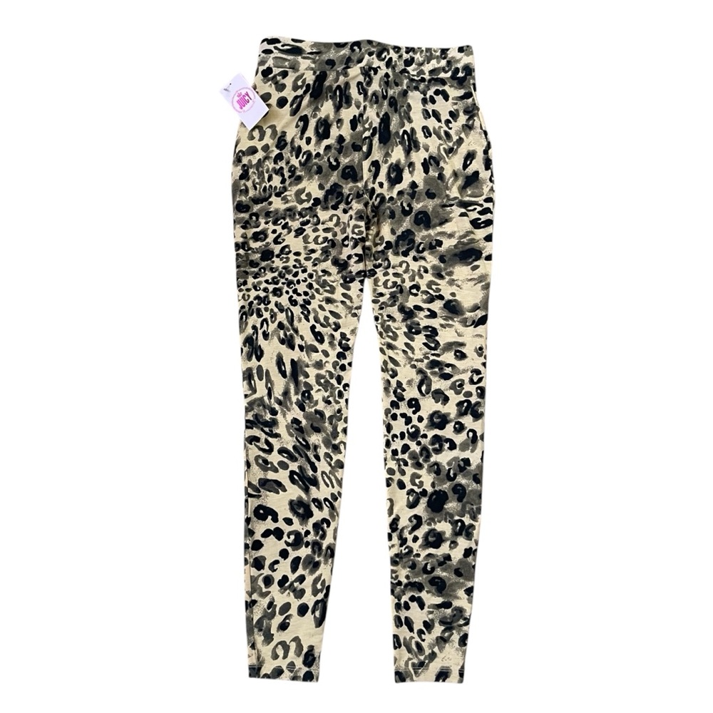 Juicy Couture Leopard Print Leggings Sz M Y2K Athleisure High Rise Stretch - Picture 3 of 6